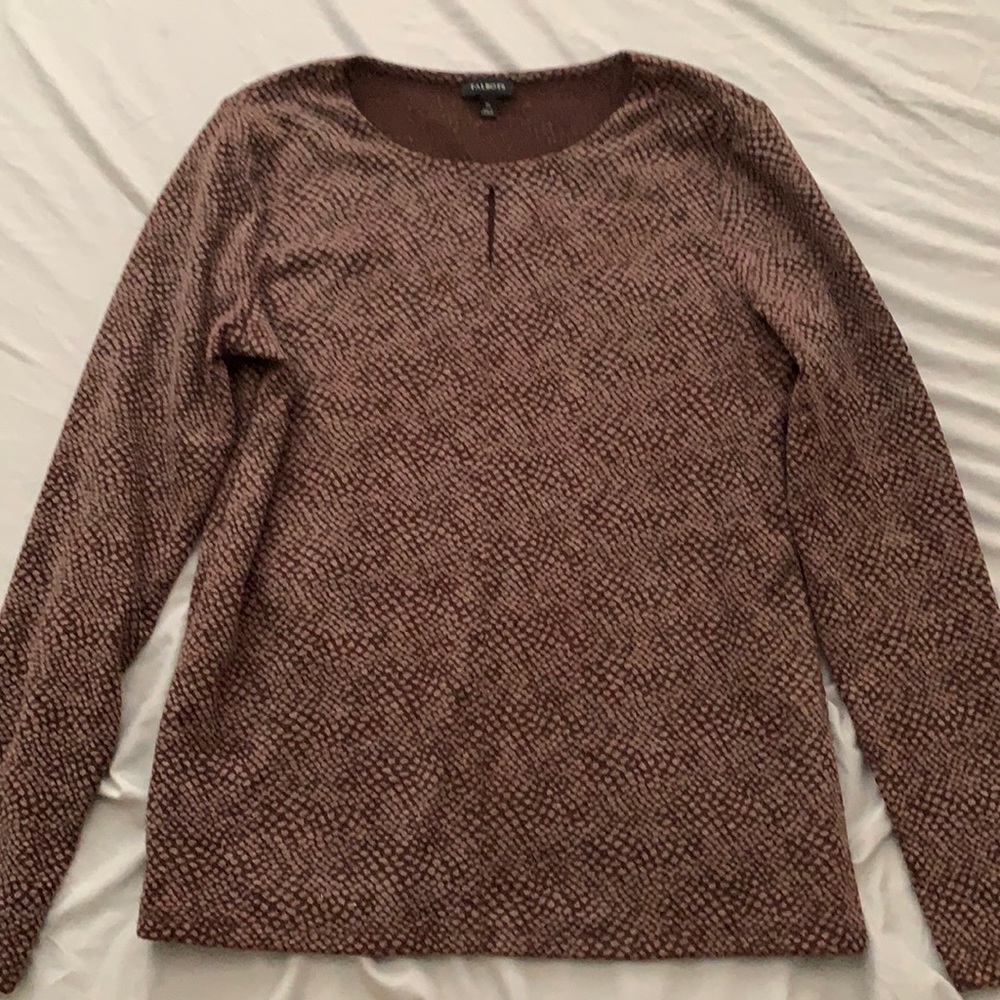 Brown Talbots Long Sleeve Keyhole Shirt